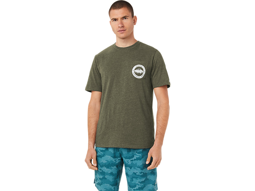 Camiseta Asics 1977 Mtn Pocket Tee Masculino Verde Oliva | 2839-SBAGF