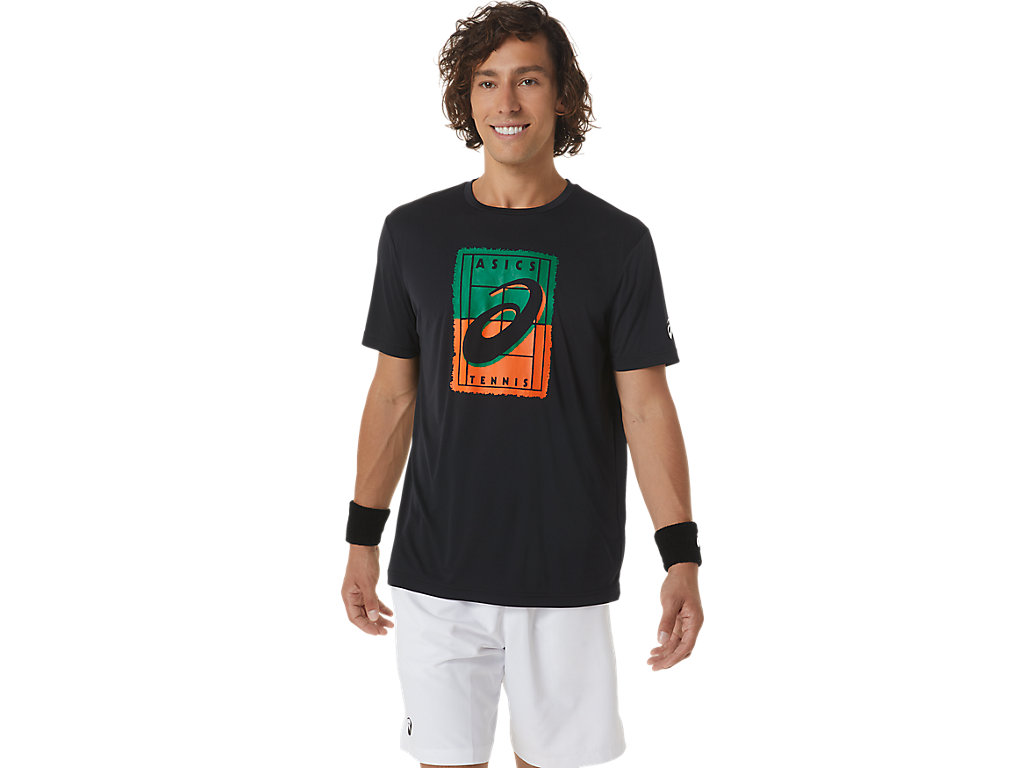 Camiseta Asics Court Gs Gráficas Tee Masculino Pretas | 8490-PWLHG