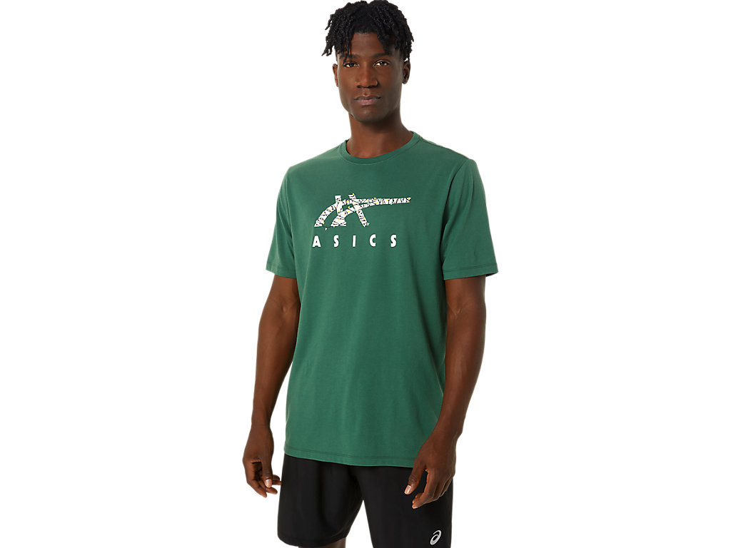 Camiseta Asics Holiday Lights Logo Crew Feminino Verdes | 6248-PKFEM