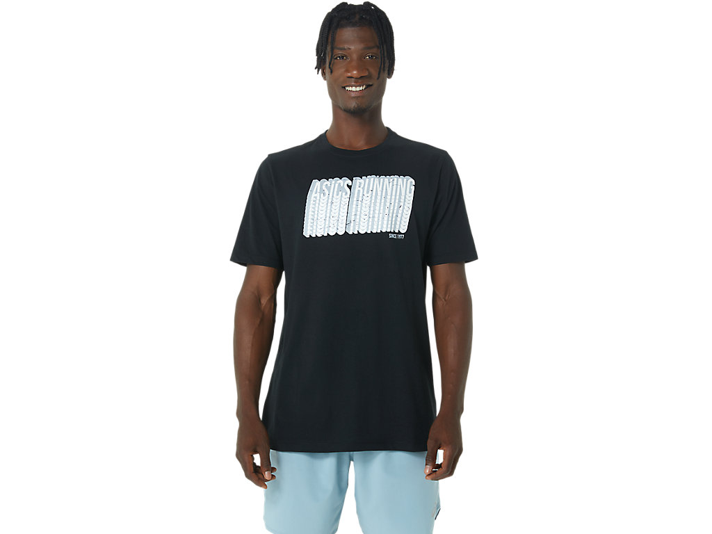 Camiseta Asics Long Abstract Logo Tee Masculino Pretas | 2485-XZFCP