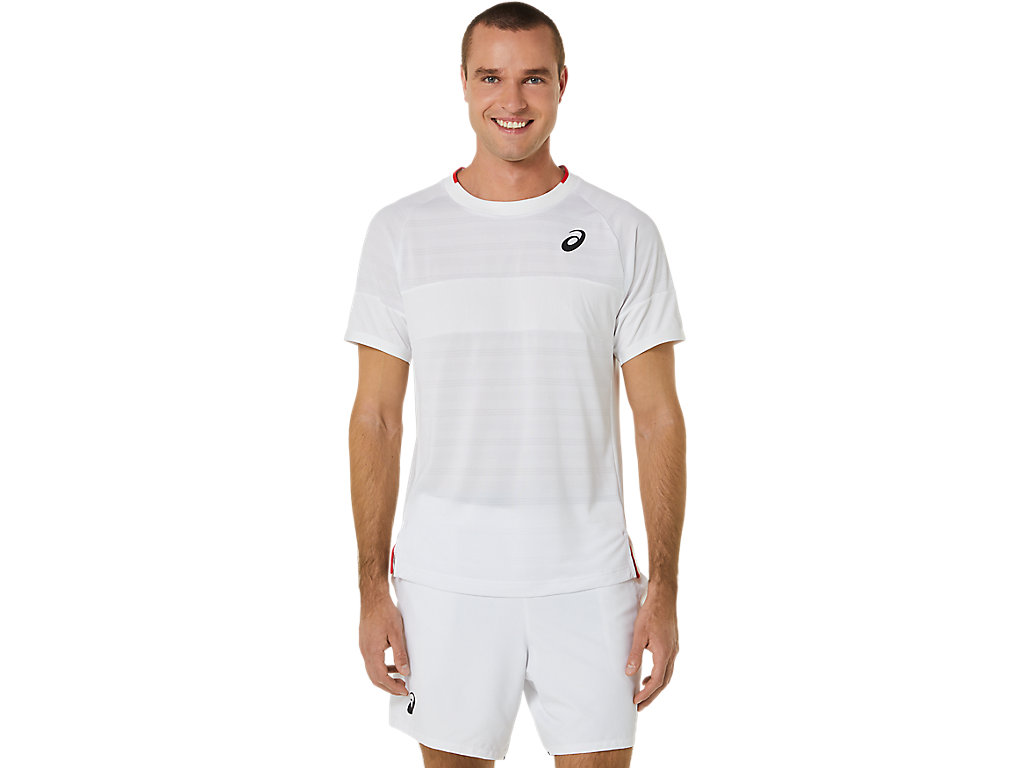 Camiseta Asics Match Sleeve Masculino Branco | 8621-MNSUD