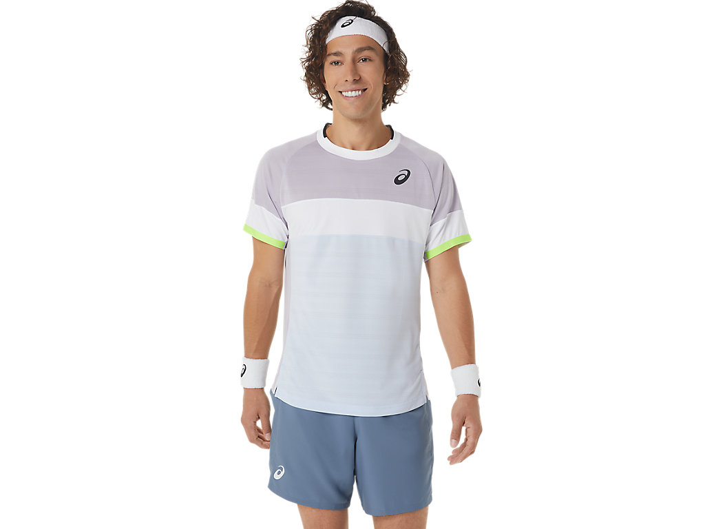 Camiseta Asics Match Sleeve Masculino Roxo Azuis | 0945-DOEZV