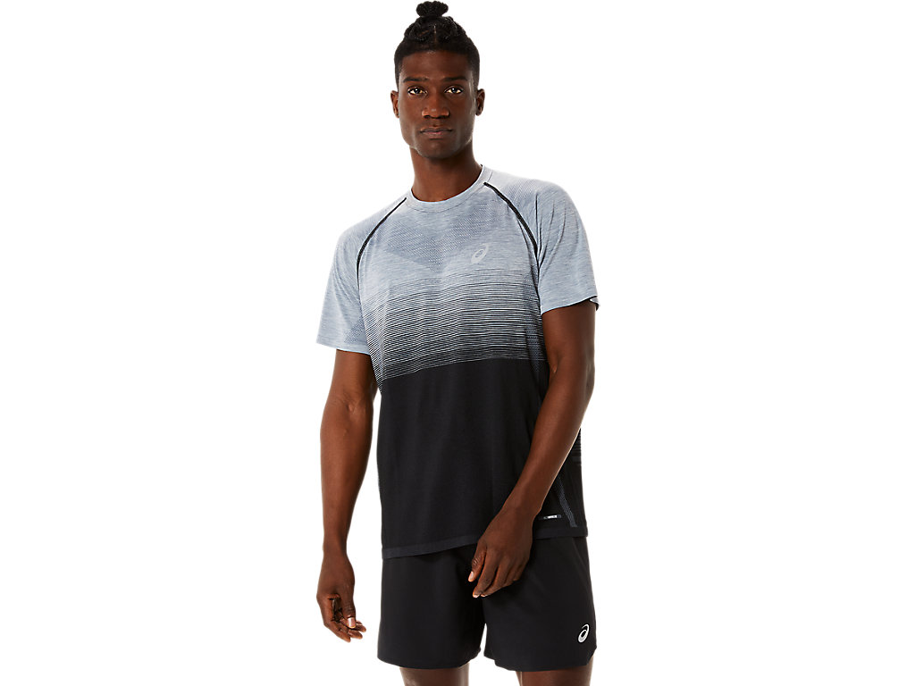 Camiseta Asics Seamless Sleeve Masculino Pretas Cinzentas | 5420-HTQIF