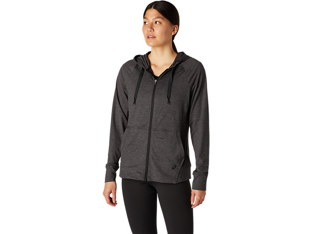 Moletom Com Capuz Asics Tech Full Zip Feminino Cinzentas Escuro | 0746-PBVGC