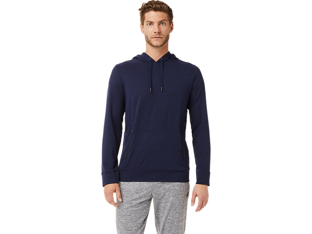 Moletom Com Capuz Asics Tech Pullover Masculino Azul Marinho | 6237-HDFVJ