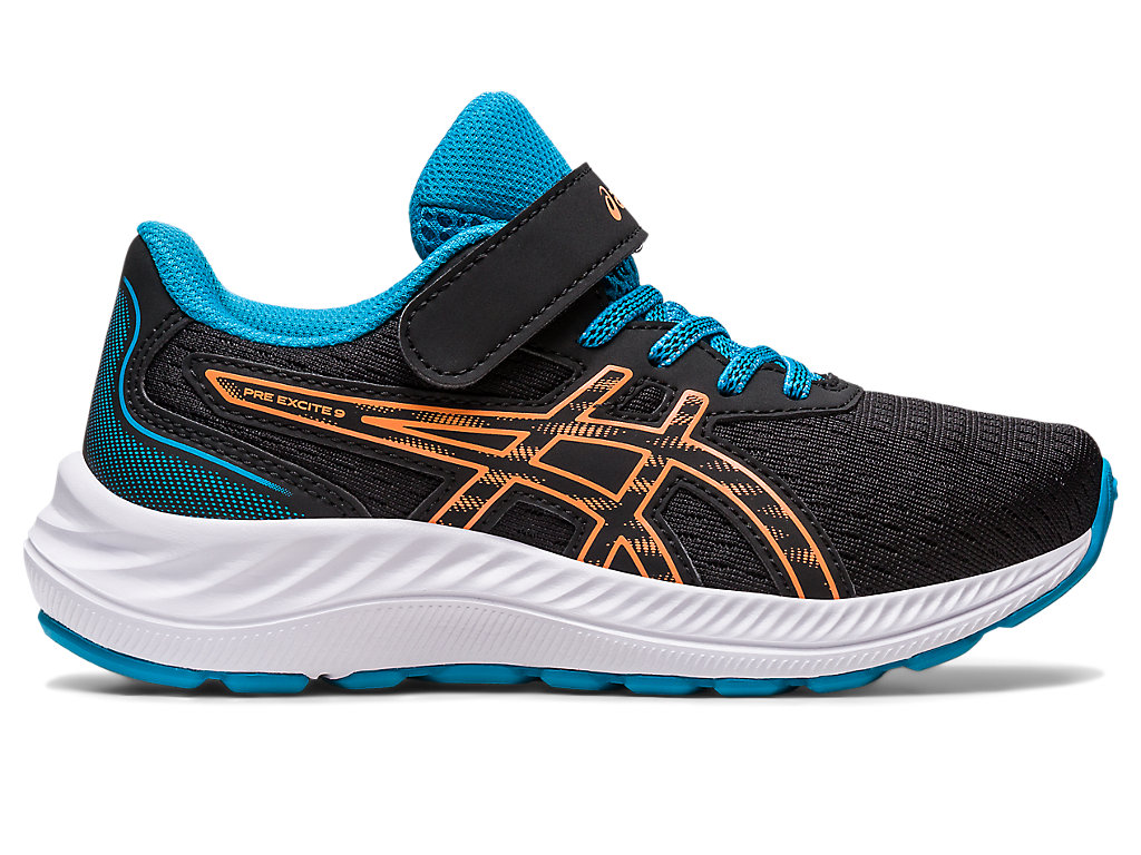 Running Shoes Asics Pre Excite 9 Pre-School Criança Pretas Laranja Coral | 2458-PITEC