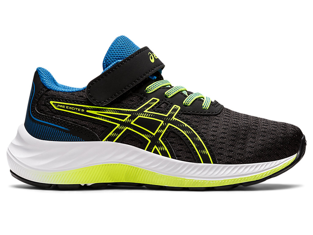 Running Shoes Asics Pre Excite 9 Pre-School Criança Pretas Verdes | 8195-LNCHP