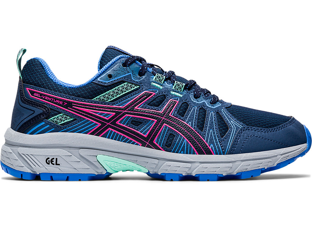 Sapatilhas Trail Running Asics Gel-Venture 7 Feminino Azul Marinho Rosa | 0428-DFNTK