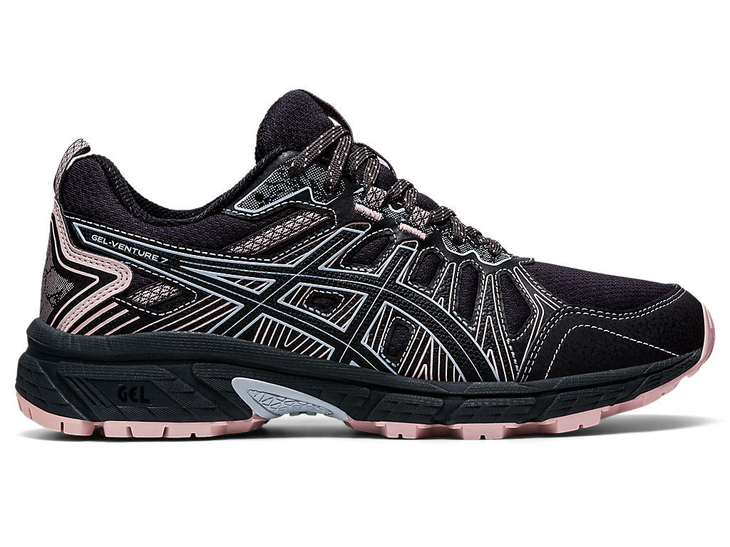 Sapatilhas Trail Running Asics Gel-Venture 7 (D) Feminino Cinzentas Escuro Pretas | 6379-TXRMU