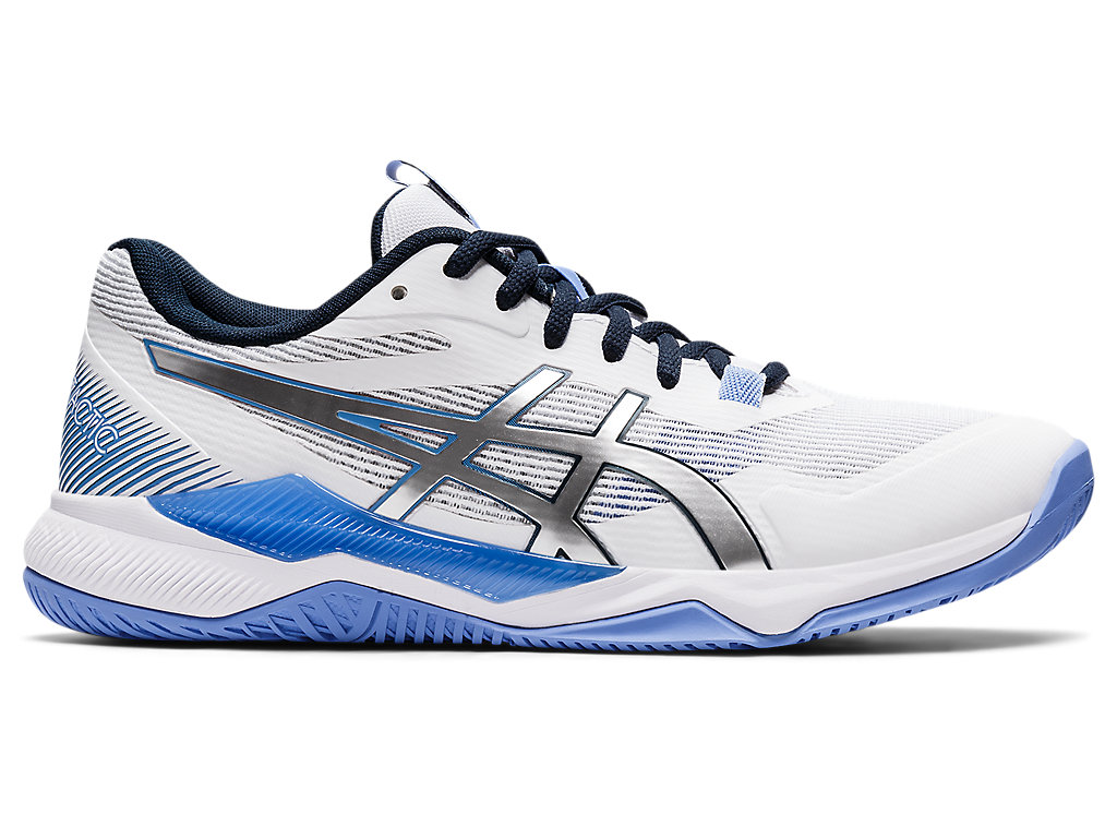 Sapatilhas Voleibol Asics Gel-Tactic Feminino Branco Azuis | 6958-TUDHV