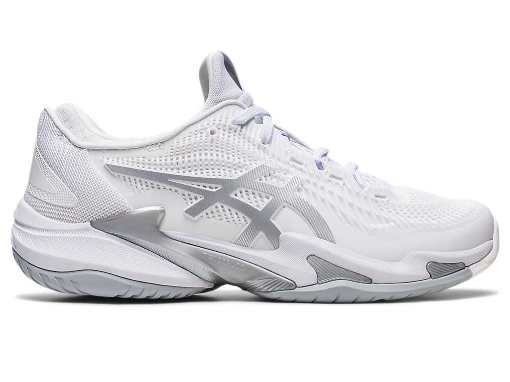 Sapatilhas de Tenis Asics Court Ff 3 Feminino Branco Prateadas | 8697-BEFIX