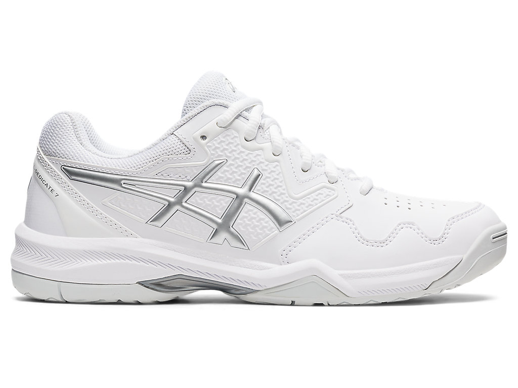 Sapatilhas de Tenis Asics Gel-Dedicate 7 Feminino Branco Prateadas | 7540-JUQLH