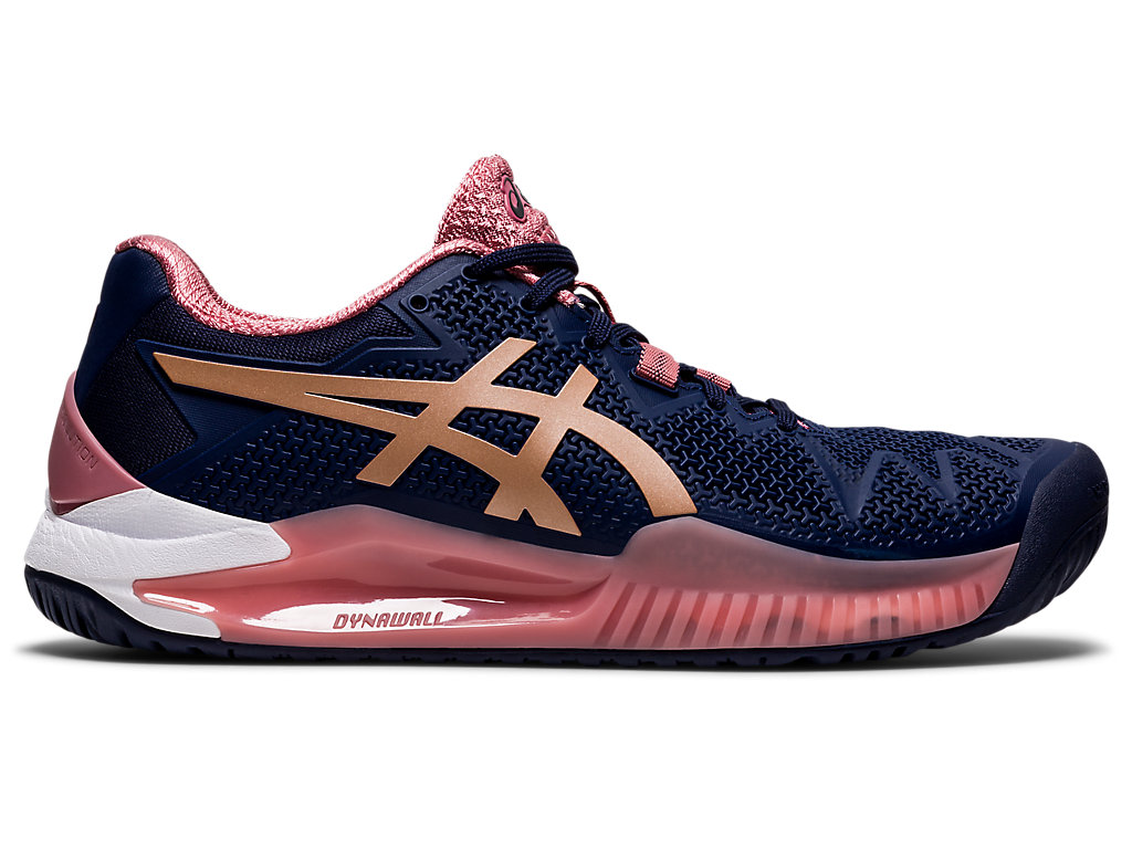 Sapatilhas de Tenis Asics Gel-Resolution 8 Feminino Azul Marinho Rosa Douradas | 1843-JIDCH