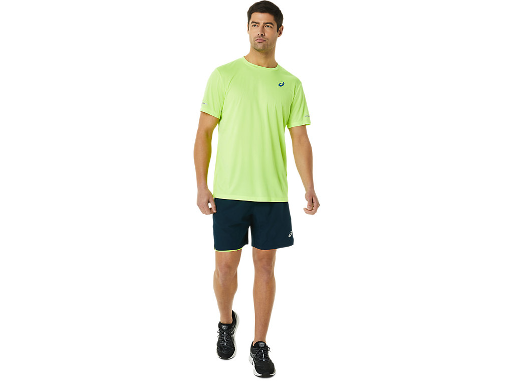 Calções Asics 7in 2 In 1 Masculino Azuis Verdes | 7548-OKJIP