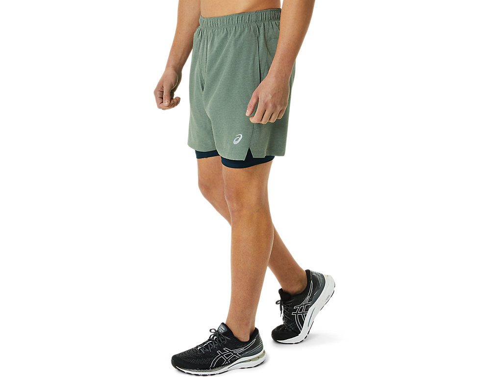 Calções Asics 7in 2 In 1 Masculino Verdes Azuis | 8716-MFLIO