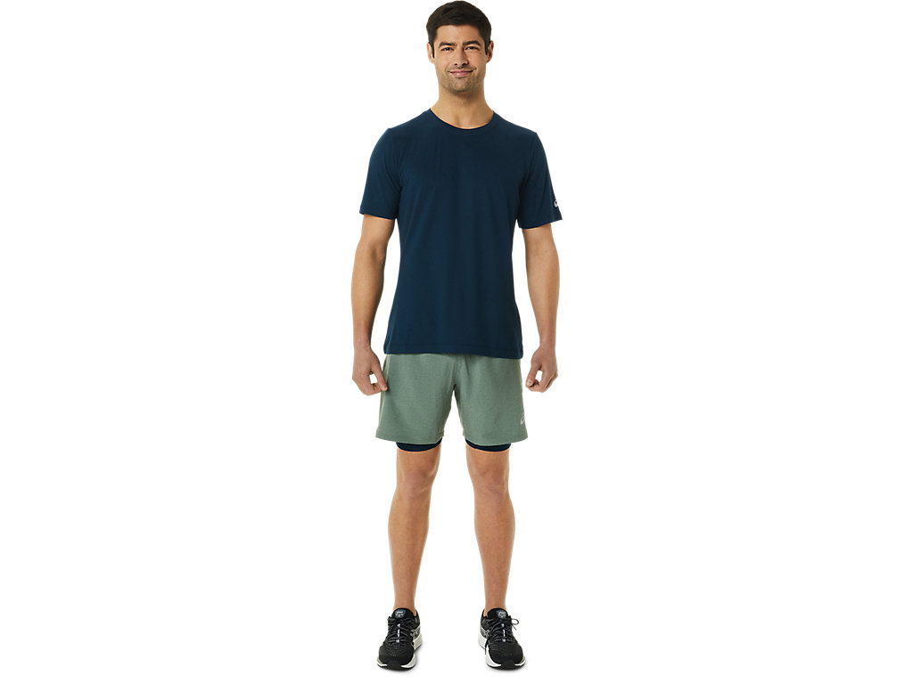 Calções Asics 7in 2 In 1 Masculino Verdes Azuis | 8716-MFLIO