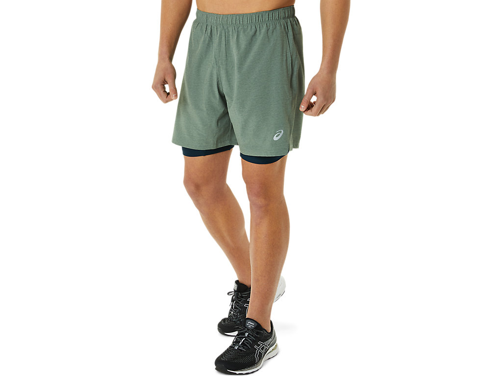 Calções Asics 7in 2 In 1 Masculino Verdes Azuis | 8716-MFLIO