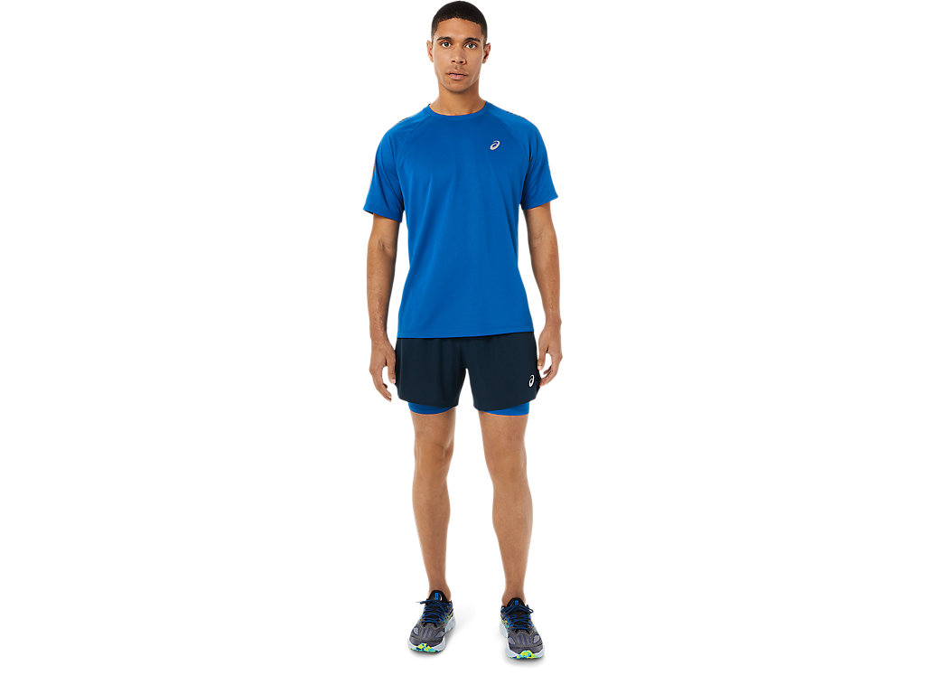 Calções Asics Estrada 2-N-1 5in Masculino Azuis | 0397-OLMDK