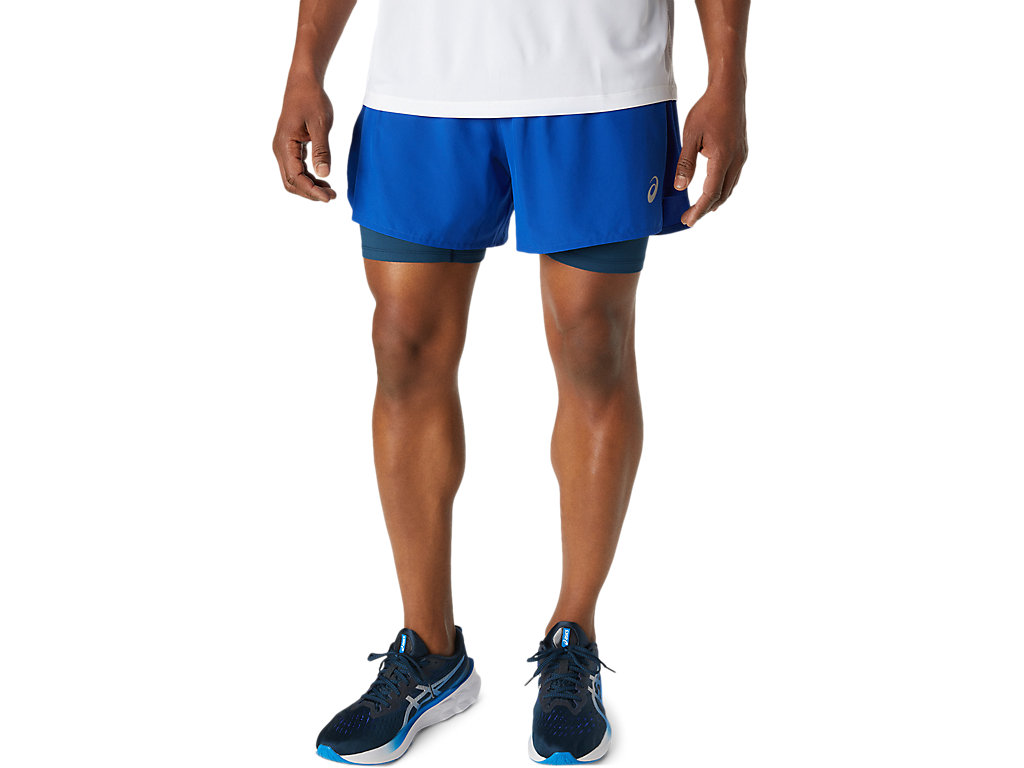 Calções Asics Estrada 2-N-1 5in Masculino Azuis Azuis | 7415-IJDCO