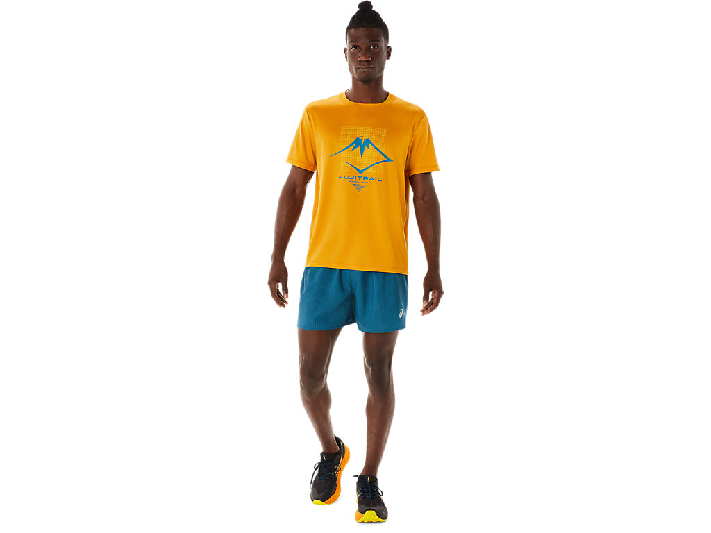 Calções Asics Fujitrail Logo Masculino Turquesa Amarelas | 5930-VGNEI