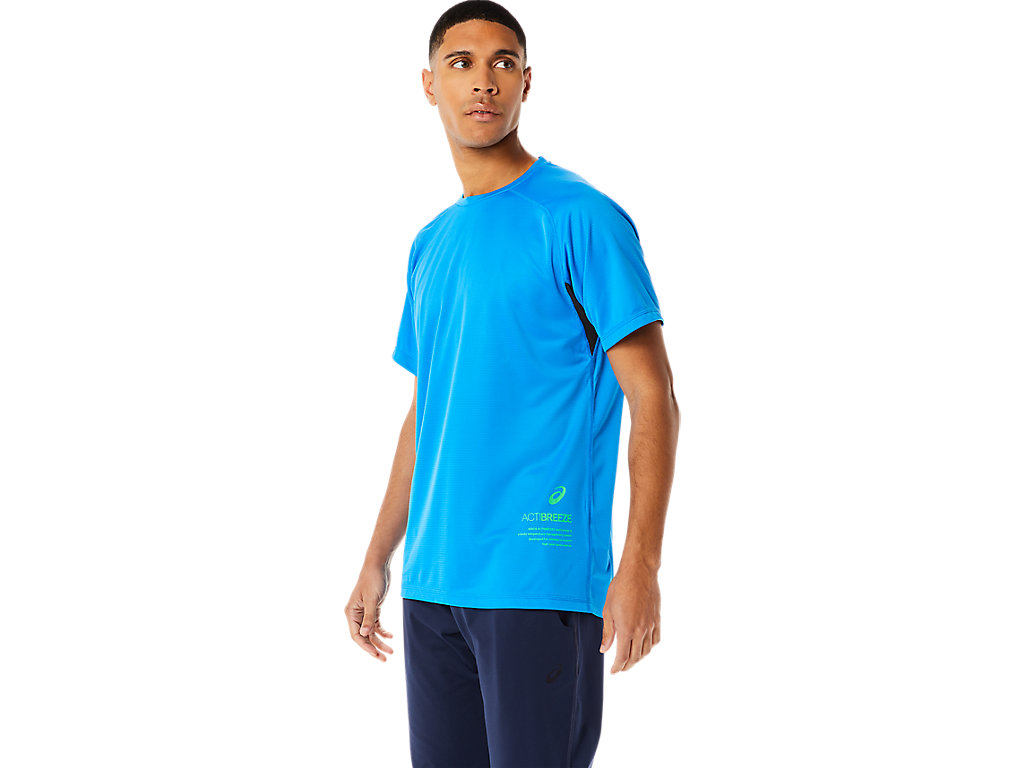 Camiseta Asics Active Sleeve Masculino Azuis | 5018-BHGLY