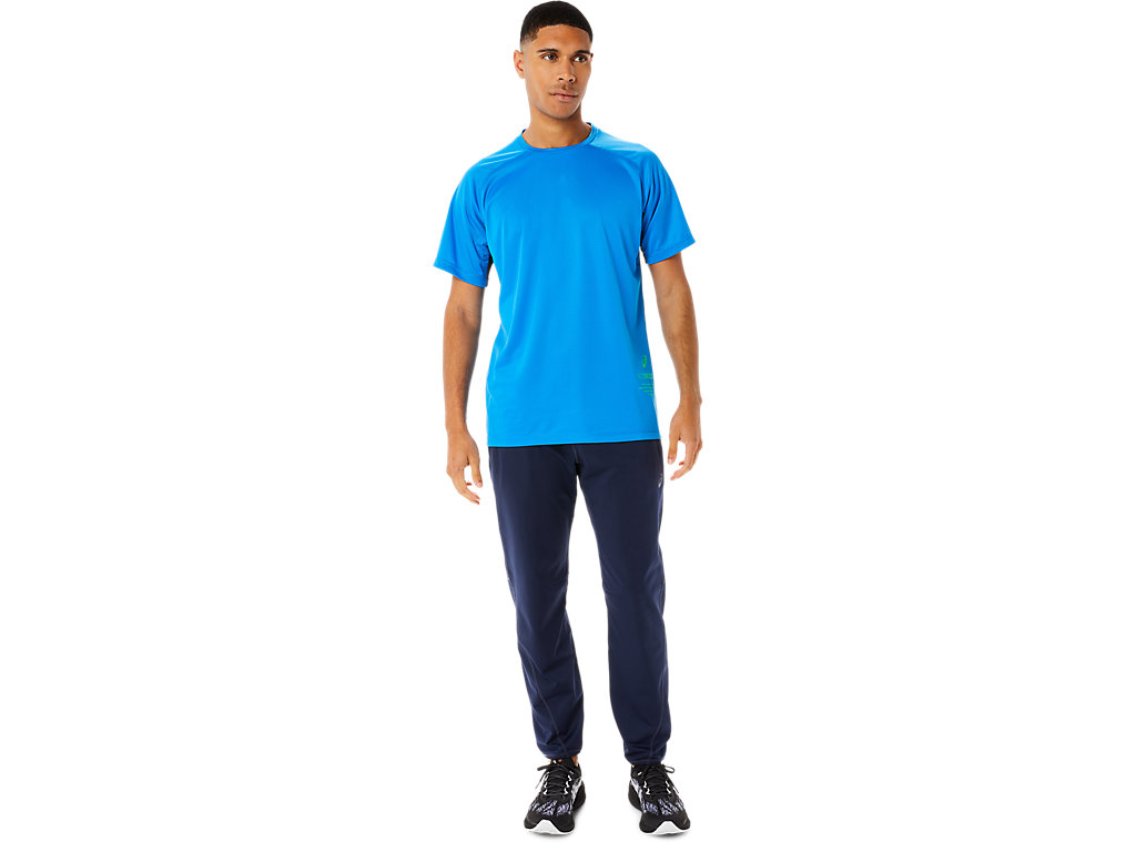 Camiseta Asics Active Sleeve Masculino Azuis | 5018-BHGLY