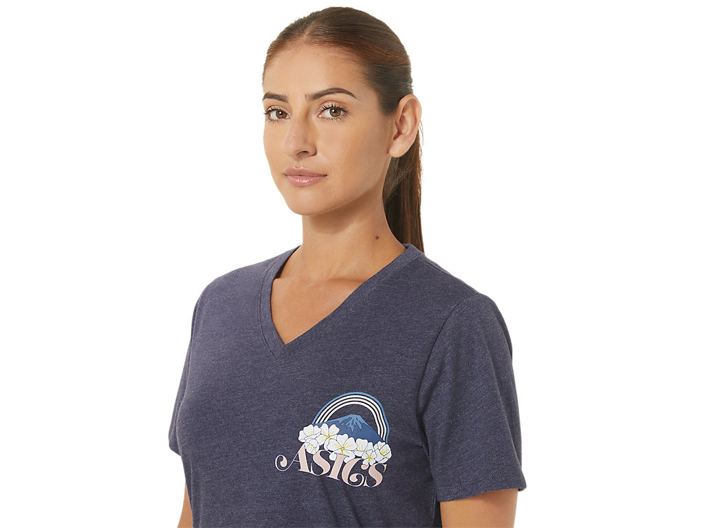 Camiseta Asics Adventure Alanna Vneck Feminino Azul Marinho | 6471-XWYUB