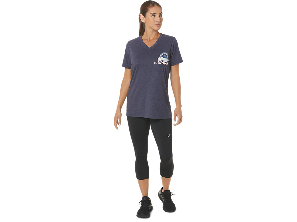 Camiseta Asics Adventure Alanna Vneck Feminino Azul Marinho | 6471-XWYUB