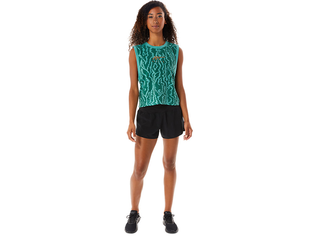 Camiseta Asics Allover Printed Muscle Crop Feminino Verde Oliva | 4513-OTZJL