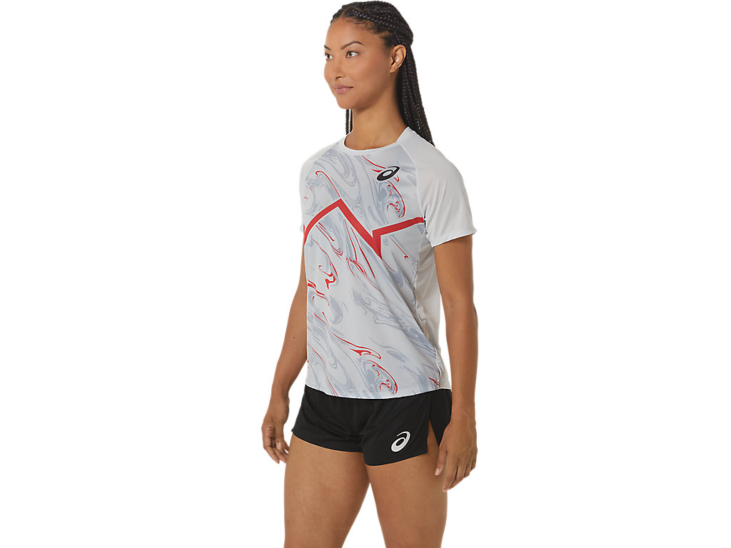 Camiseta Asics Cj-Line Light Sleeve Feminino Cinzentas Vermelhas | 0624-XQMFC