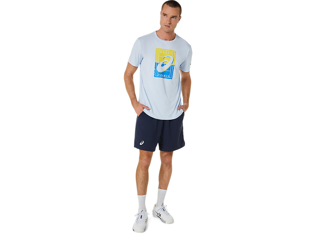 Camiseta Asics Court Gs Gráficas Tee Masculino Azuis | 7065-KSJZY