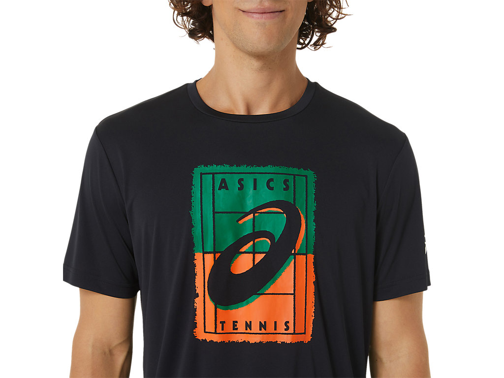 Camiseta Asics Court Gs Gráficas Tee Masculino Pretas | 8490-PWLHG