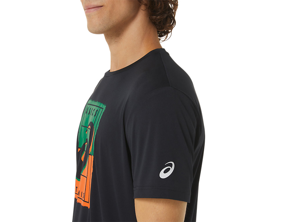 Camiseta Asics Court Gs Gráficas Tee Masculino Pretas | 8490-PWLHG