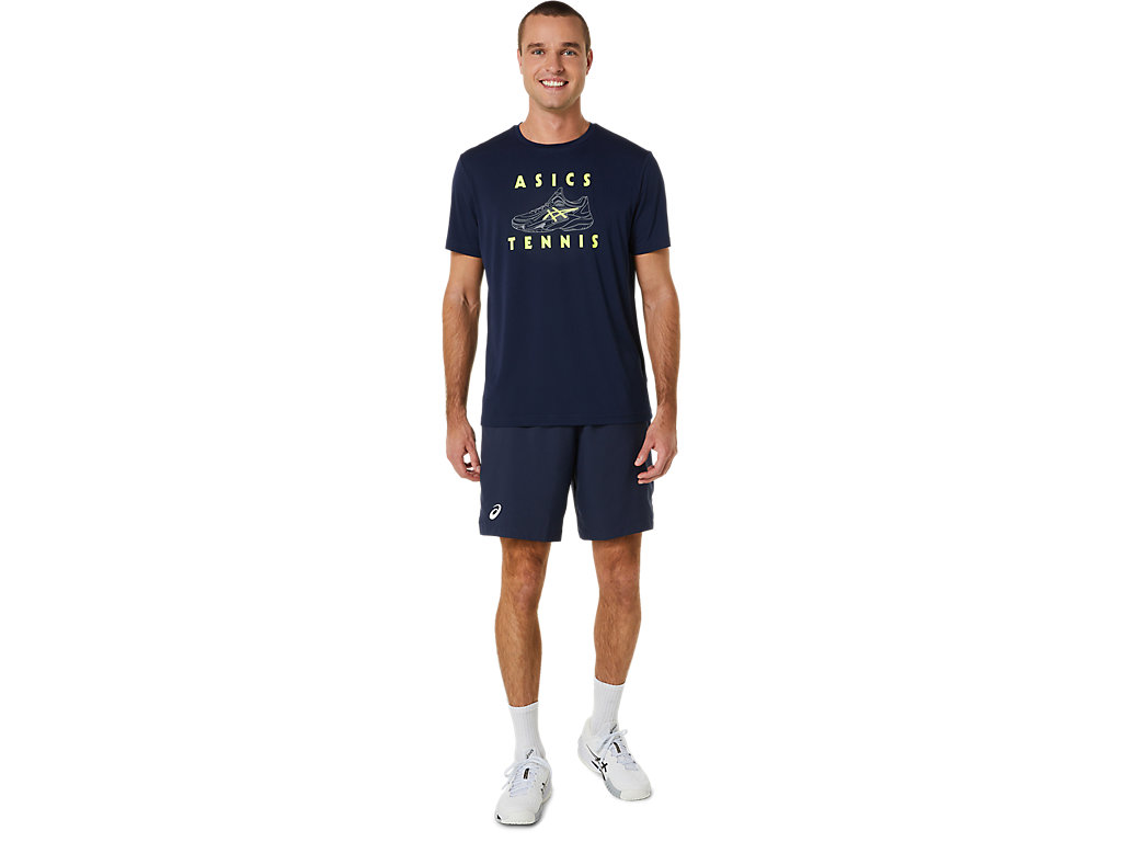 Camiseta Asics Court Shoes Gráficas Tee Masculino Azuis Escuro | 8473-EDKWO