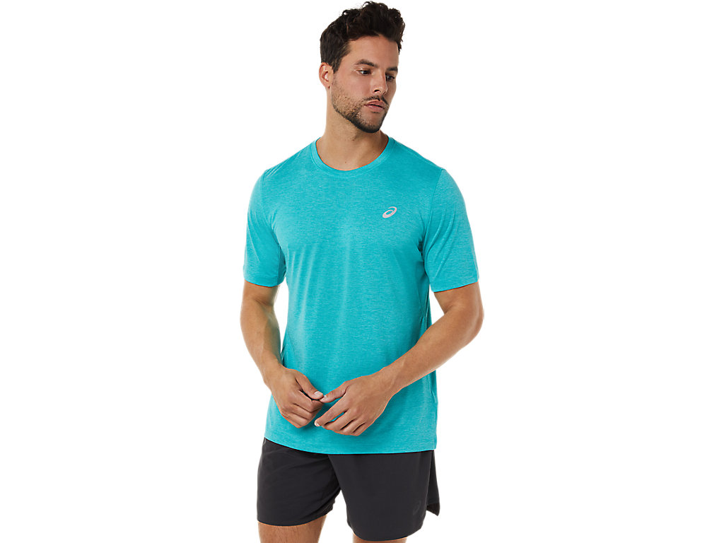 Camiseta Asics Curta Sleeve Performance Masculino Azuis | 3295-CHUVA