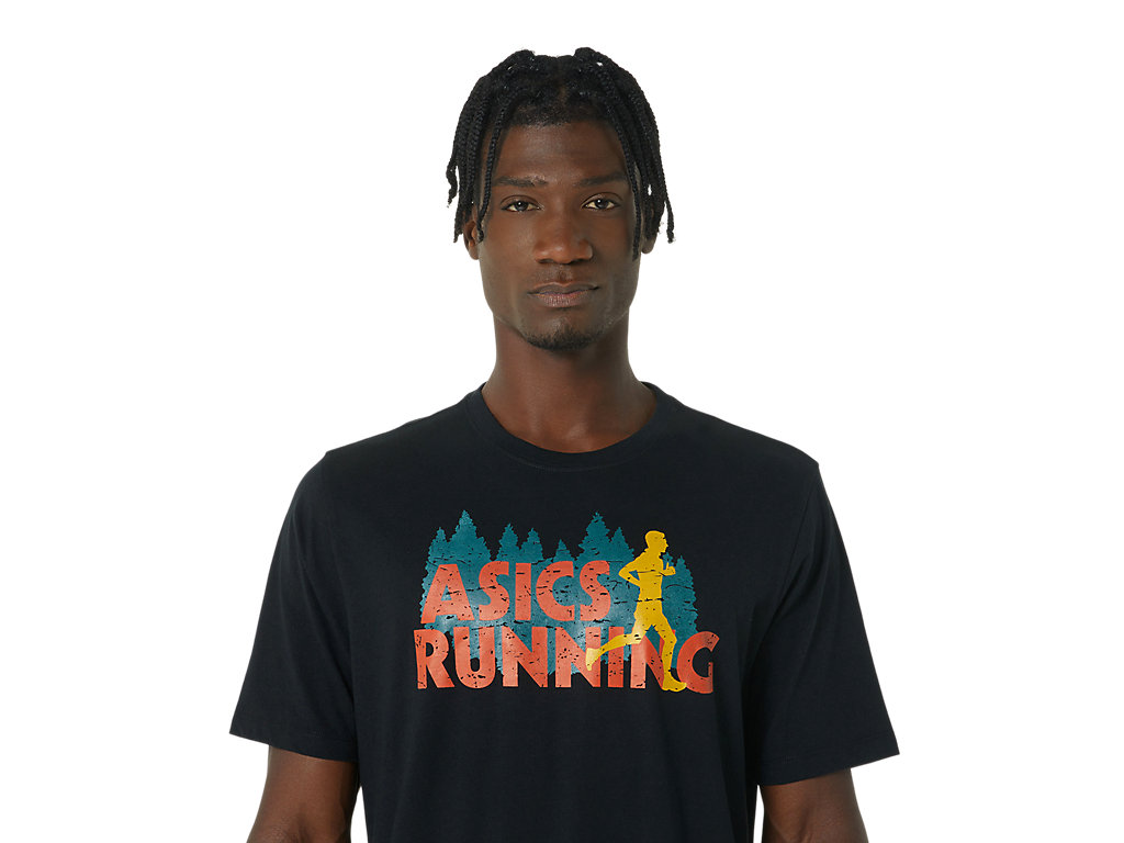 Camiseta Asics Evergreen Trilha Run Tee Masculino Pretas | 9270-DFZCP