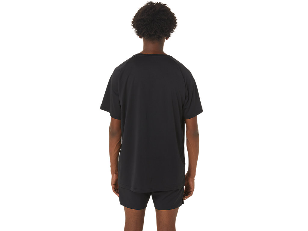 Camiseta Asics Finish Line Gráficas Sleeve Masculino Pretas | 9137-SQJWC