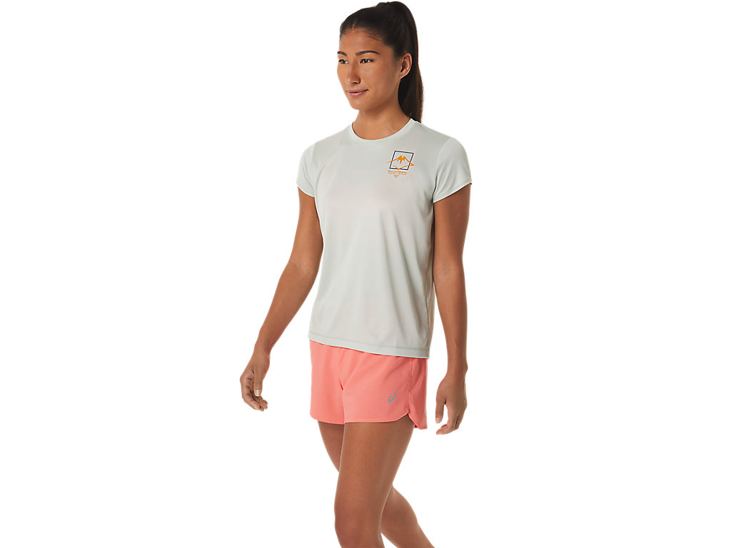 Camiseta Asics Fujitrail Logo Sleeve Feminino Luz Verde Oliva | 2301-FNBZS