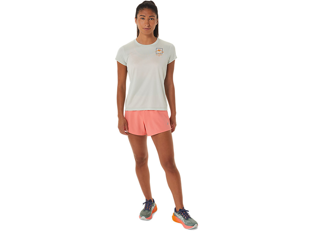 Camiseta Asics Fujitrail Logo Sleeve Feminino Luz Verde Oliva | 2301-FNBZS