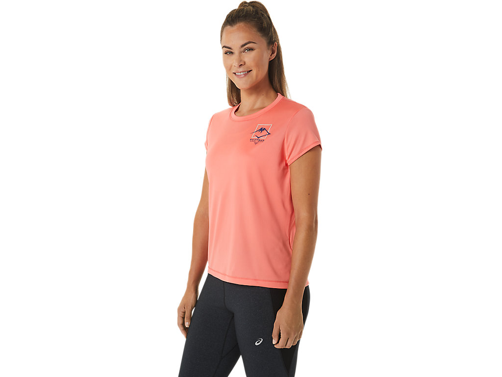 Camiseta Asics Fujitrail Logo Sleeve Feminino Rosa | 8179-RPXGU