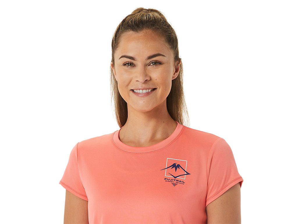 Camiseta Asics Fujitrail Logo Sleeve Feminino Rosa | 8179-RPXGU