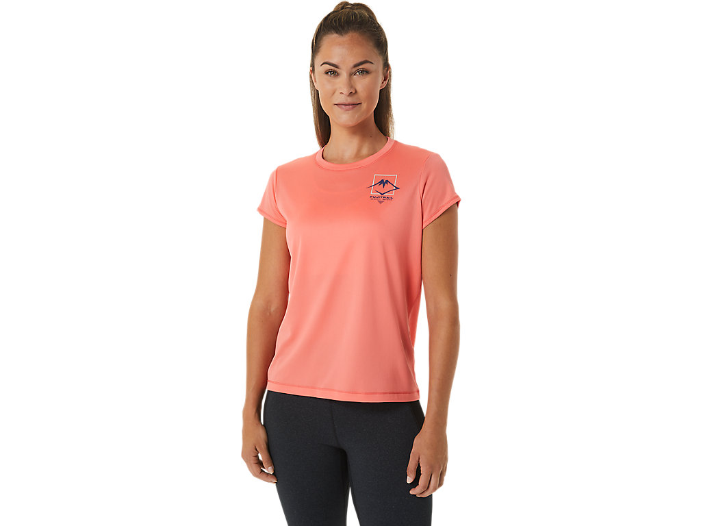 Camiseta Asics Fujitrail Logo Sleeve Feminino Rosa | 8179-RPXGU