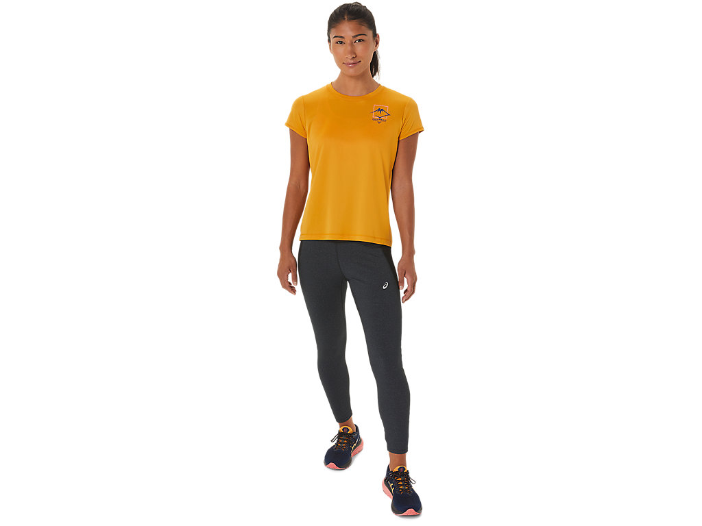 Camiseta Asics Fujitrail Logo Sleeve Feminino Bege | 8694-IKNBQ