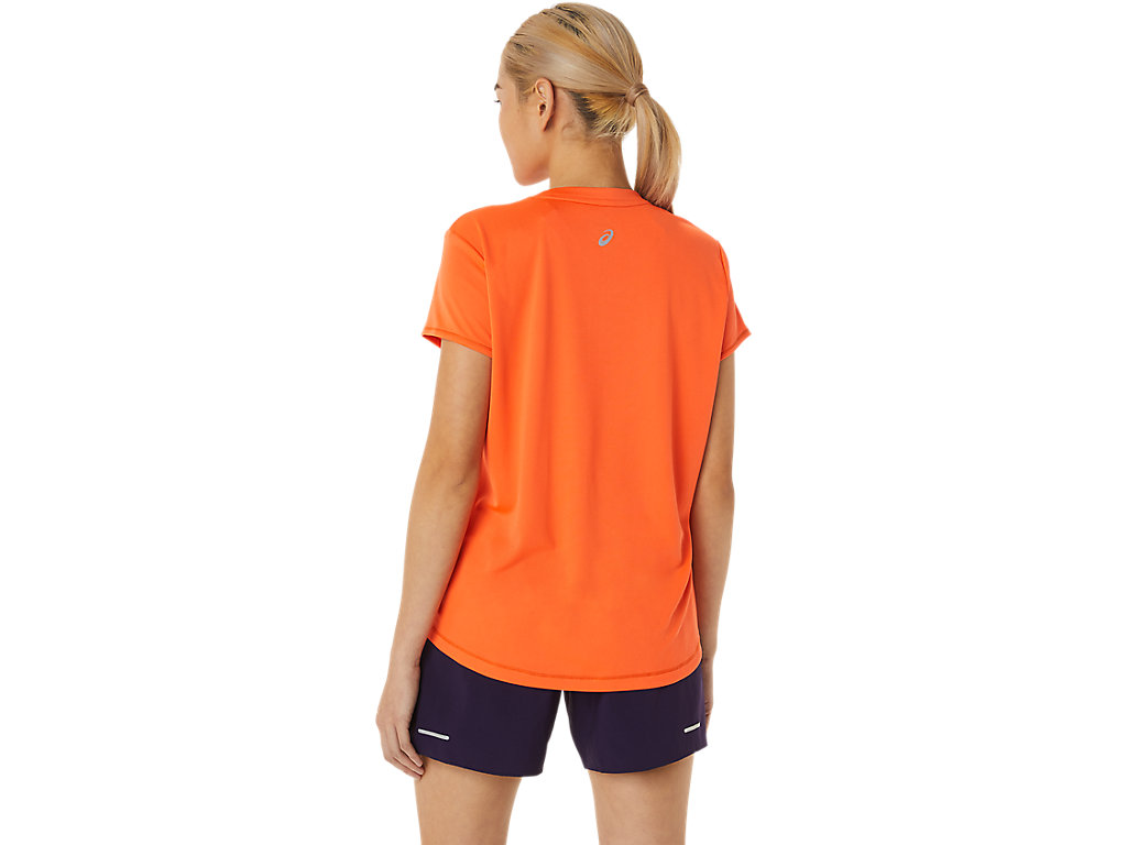 Camiseta Asics Fujitrail Logo Sleeve Feminino Laranja | 8731-JBYQT