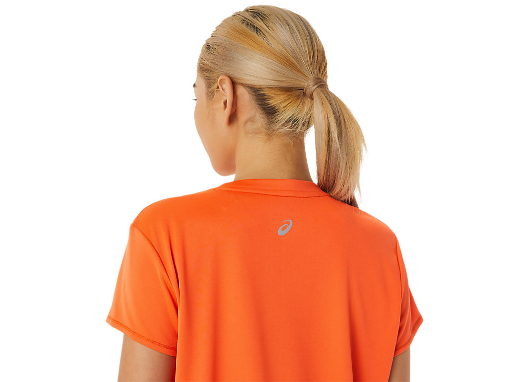 Camiseta Asics Fujitrail Logo Sleeve Feminino Laranja | 8731-JBYQT