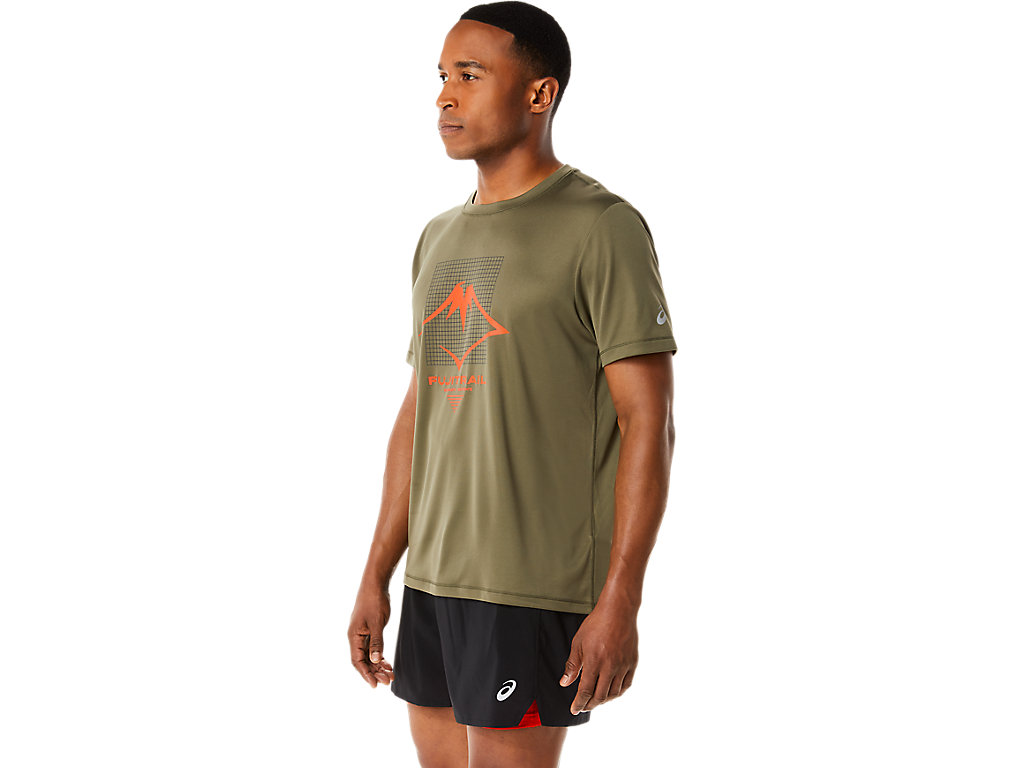 Camiseta Asics Fujitrail Logo Sleeve Masculino Verdes | 4250-UWKEC