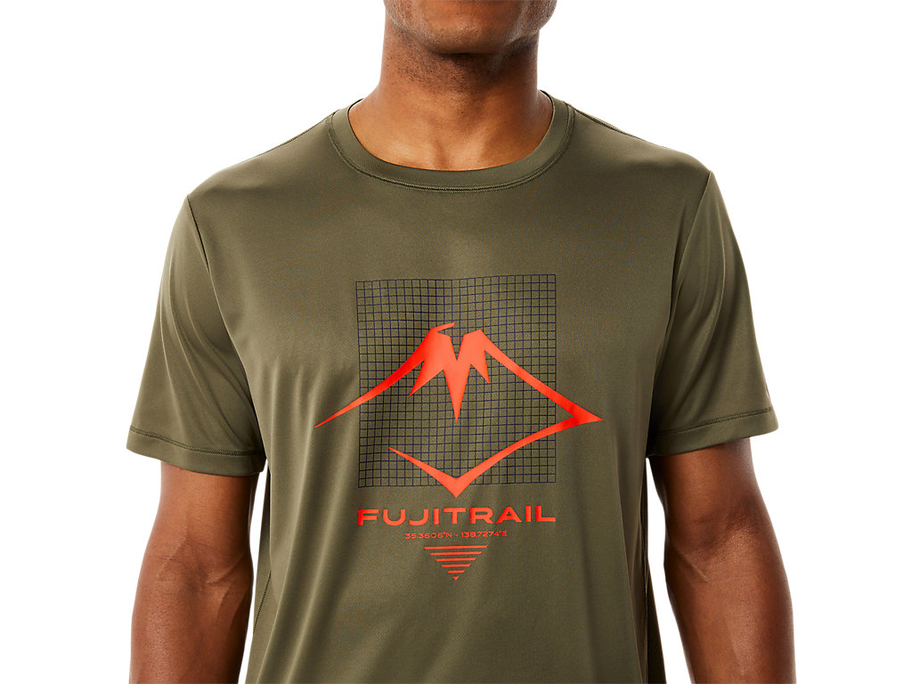 Camiseta Asics Fujitrail Logo Sleeve Masculino Verdes | 4250-UWKEC