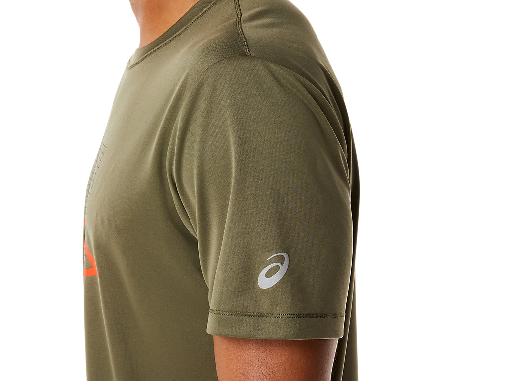 Camiseta Asics Fujitrail Logo Sleeve Masculino Verdes | 4250-UWKEC