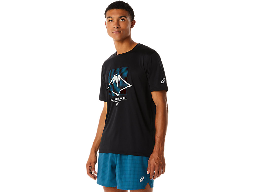 Camiseta Asics Fujitrail Logo Sleeve Masculino Pretas | 6514-PCYIU