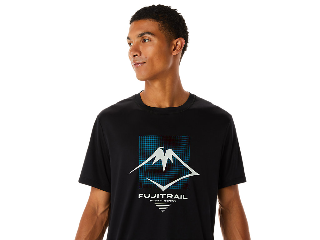 Camiseta Asics Fujitrail Logo Sleeve Masculino Pretas | 6514-PCYIU